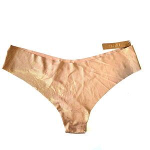 NEW SKIMS Beige Gold Free Cut Thong Size 2X Slimming Sienna Foil PN-THG-0852